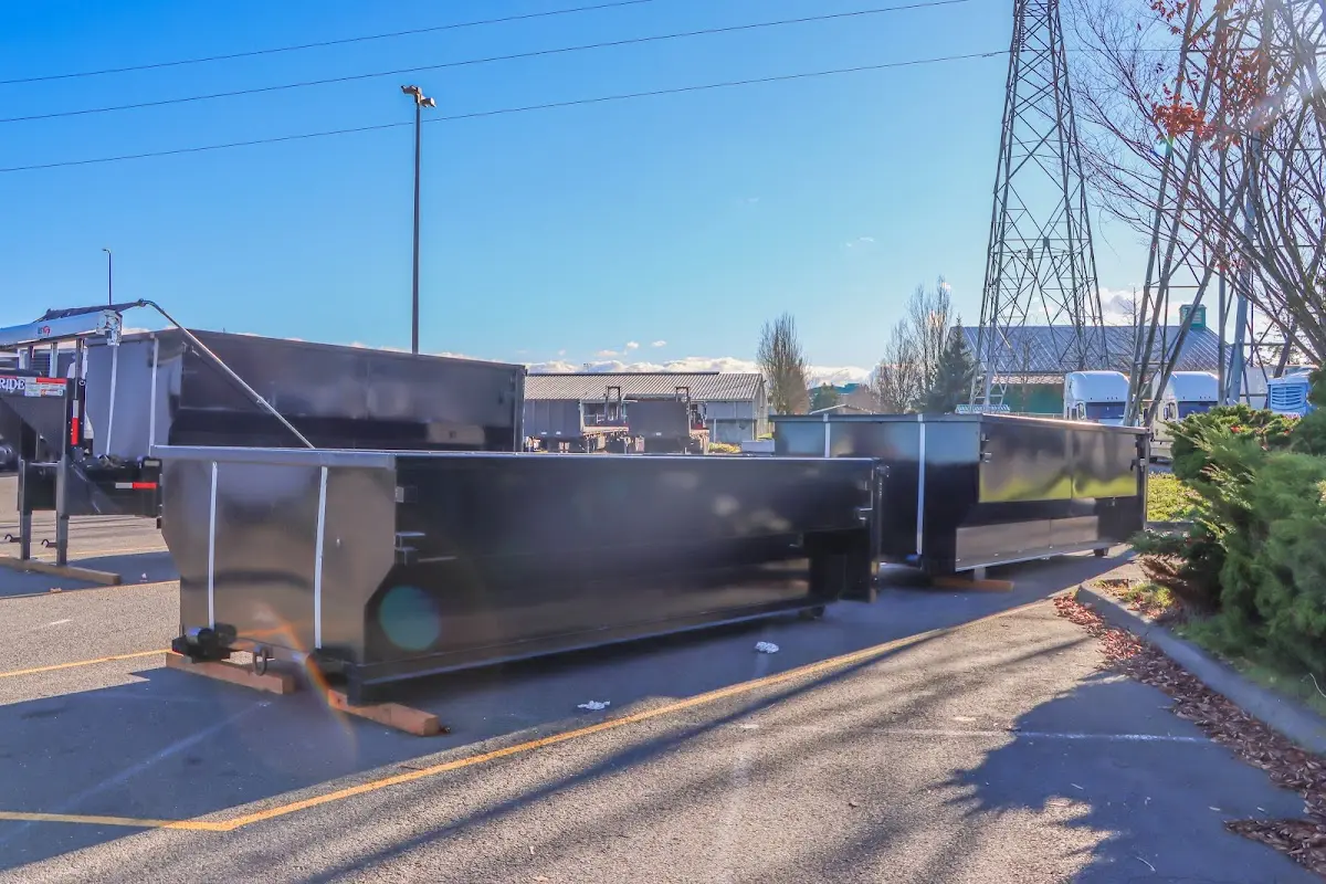 Roll-off dumpster ready for waste disposal at job site for Estate Cleanout Dumpster Rental in Buckhead